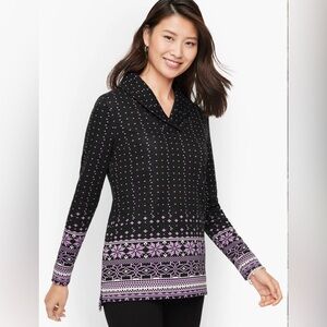 Talbots P FAIR ISLE JACQUARD SHAWL COLLAR TUNIC NWT